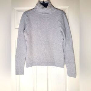 Liz Claiborne Lizsport S Silver WOOL ANGORASequin Lngslv TurtleneckWomen Sweater